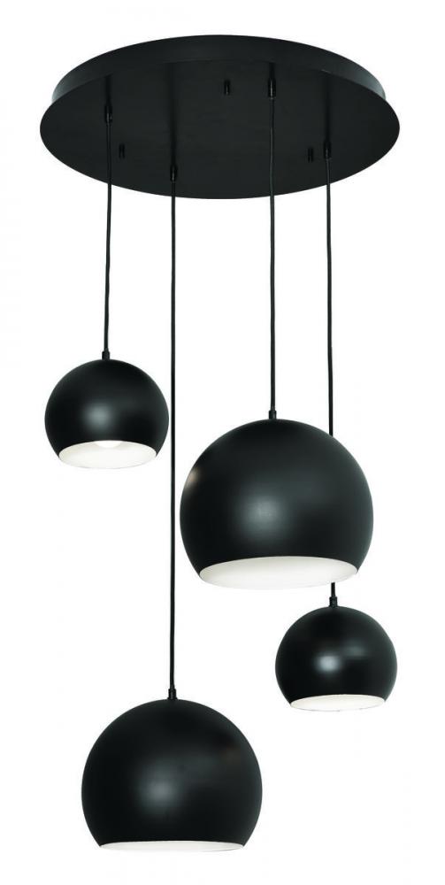 Roxy 4 Light Round Pendant,120V,Black