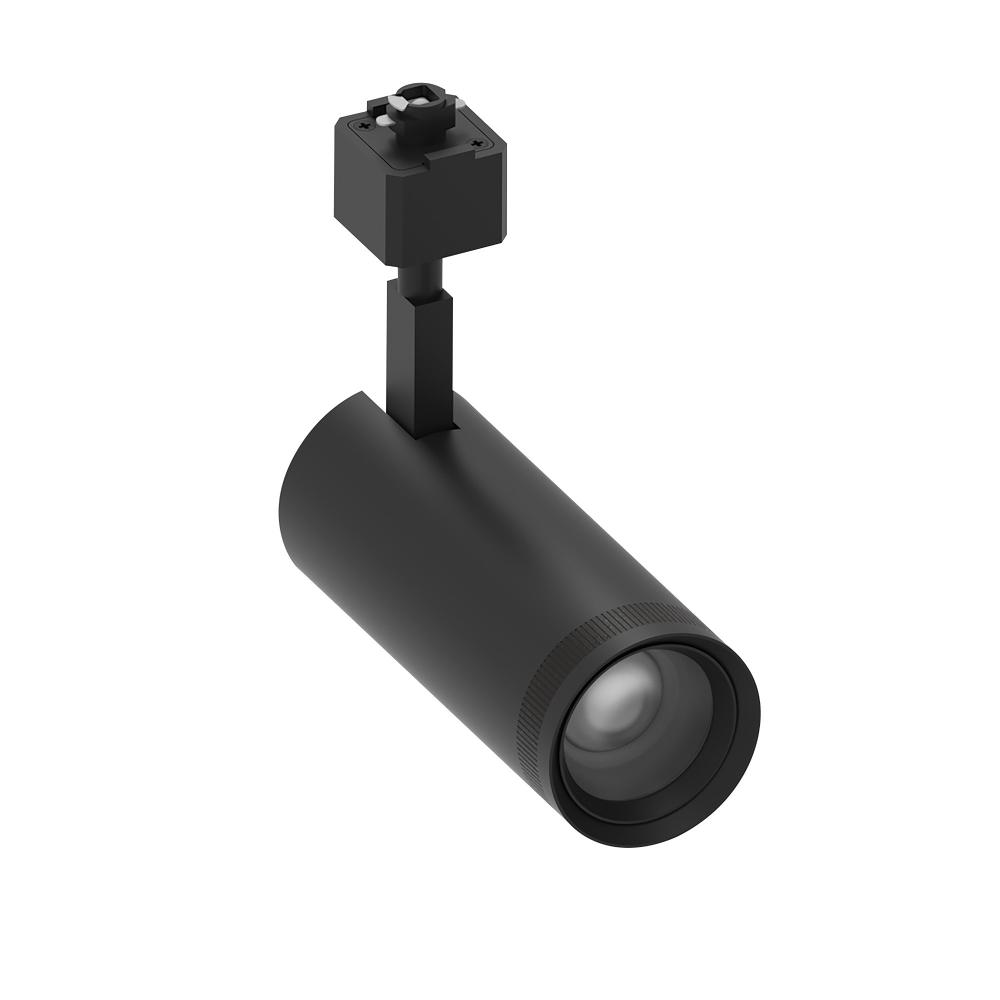 Zoomable Track Light with Selectable CCT, 20W / 1550lm, Adjustable Beam Angle, Black finish, J-Style