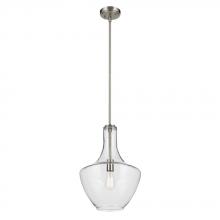  42046NI - Everly 19.75" 1-Light Bell Pendant with Clear Glass in Brushed Nickel