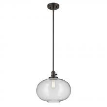  43911OZ - Avery 14" 1-Light Globe Pendant with Clear Seeded Glass in Olde Bronze