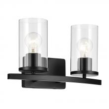  45496BKCLR - Crosby 15.25" 2-Light Vanity Light with Clear Glass in Black