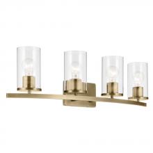  45498NBRCLR - Crosby 31.25" 4-Light Vanity Light with Clear Glass in Natural Brass