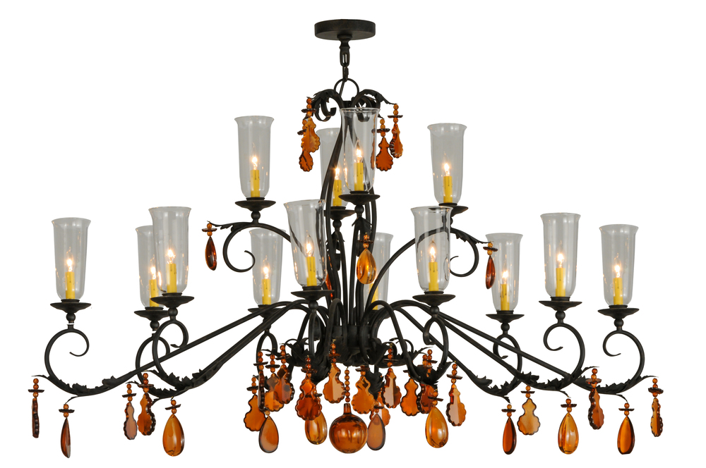 62" Long Windsor 14 Light Oblong Chandelier