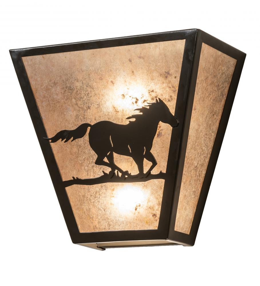 13" Wide Running Horses Wall Sconce