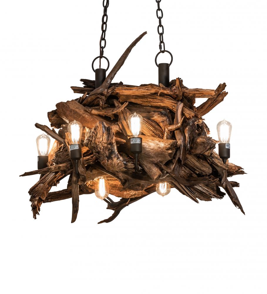 36" Long Driftwood 8 Light Chandelier