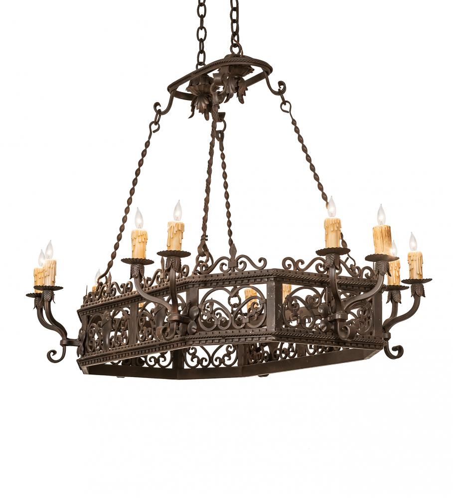 50" Long Conques 12 Light Chandelier