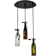  136534 - 18"W Tuscan Vineyard Multi-Color 3 Wine Bottle Cascading Pendant