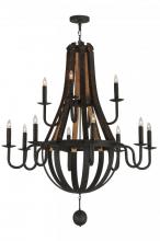  143858 - 48"W Barrel Stave Madera 12 LT Two Tier Chandelier