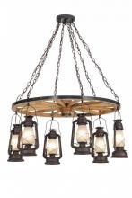  151906 - 40"W Miners Lantern 6 LT Wagon Wheel Chandelier