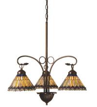  16094 - 24"W Tiffany Jeweled Peacock 3 LT Chandelier