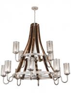  187997 - 60"W Barrel Stave Winter Maple 12 LT Two Tier Chandelier