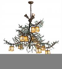  218222 - 52" Long Pine Branch 12 Light W/Uplights Chandelier