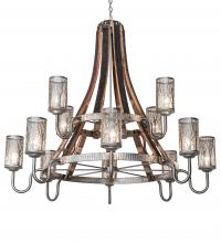  221525 - 60" Wide Barrel Stave Winter Maple 12 Light Two Tier Chandelier