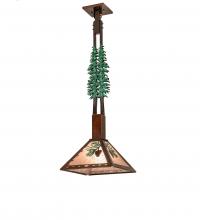  229402 - 12" Square Winter Pine Tall Pines Pendant