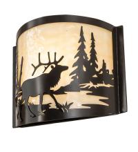  246142 - 12" Wide Elk at Lake Wall Sconce