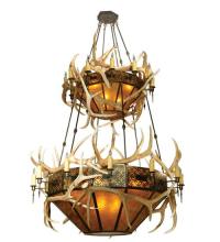  71372 - 66" Wide Antlers Elk 2 Tier Chandelier