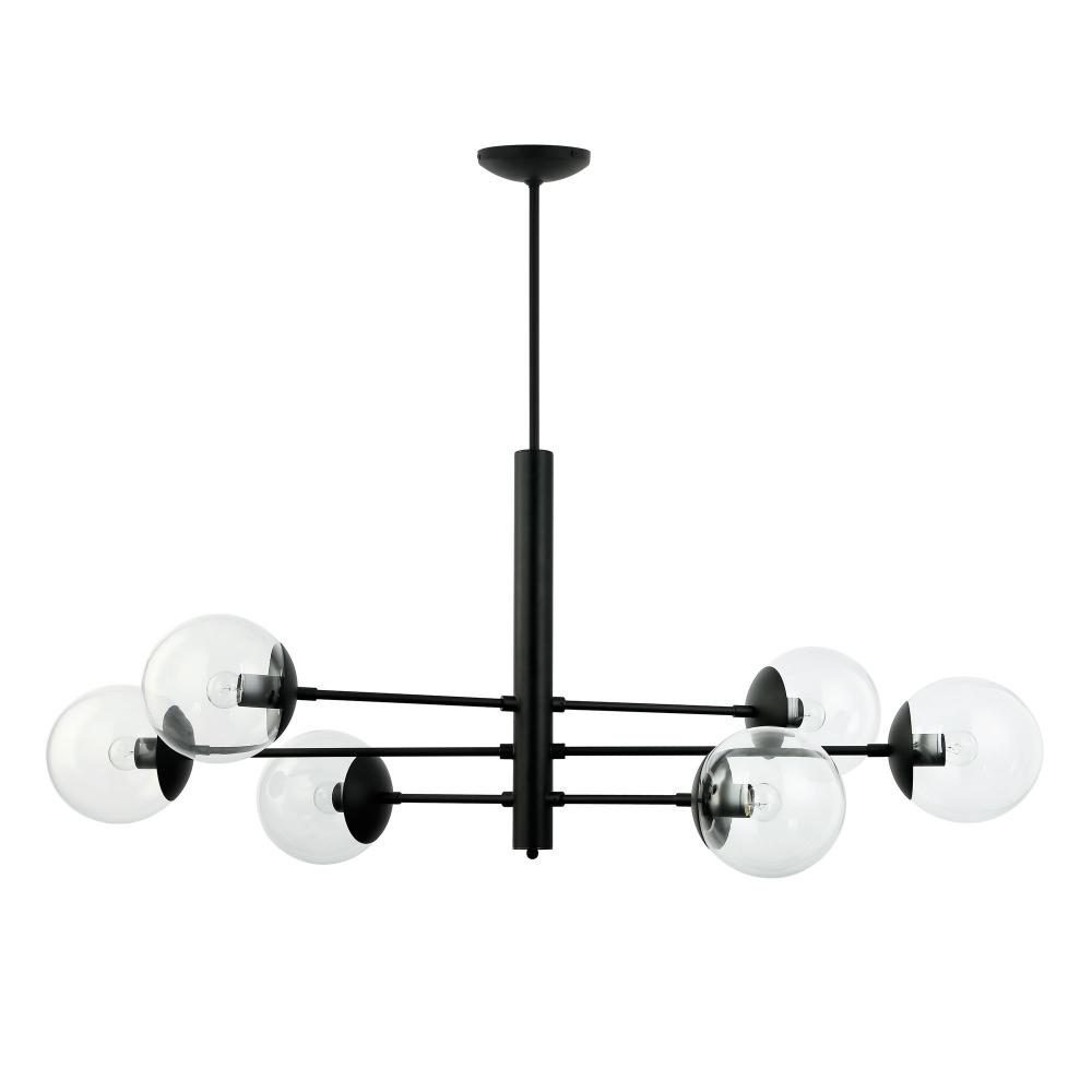 Mid-Century 6-Lt Linear Pendant - Black