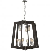  268C09SL - Lofty 9-Lt Chandelier - Steel/Zebrawood