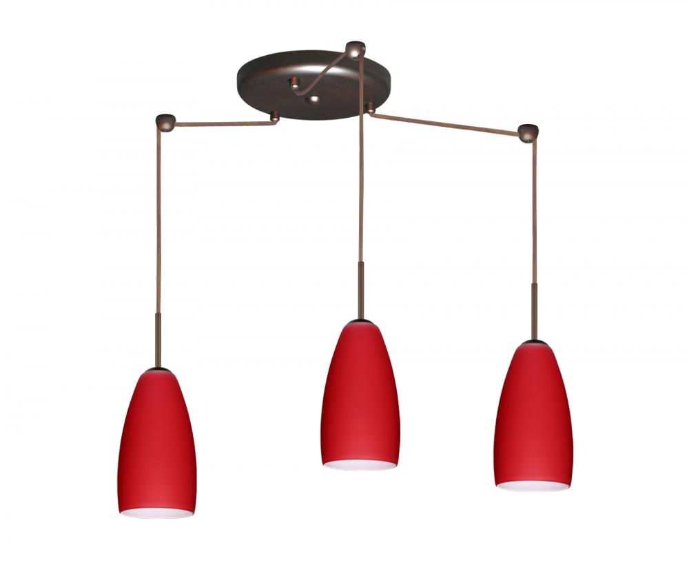 Besa Pendant Chrissy Bronze Ruby Matte 3x50W E12