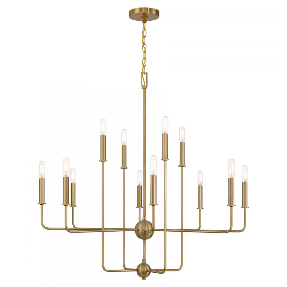 Avondale 12-Light Chandelier in Warm Brass