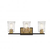  8-1720-3-143 - Sidney 3-Light Bathroom Vanity Light in Matte Black with Warm Brass Accents