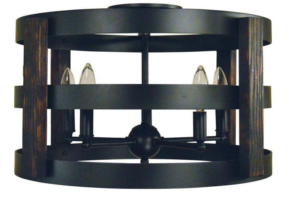 5-Light Matte Black Homestead Semi-Flush