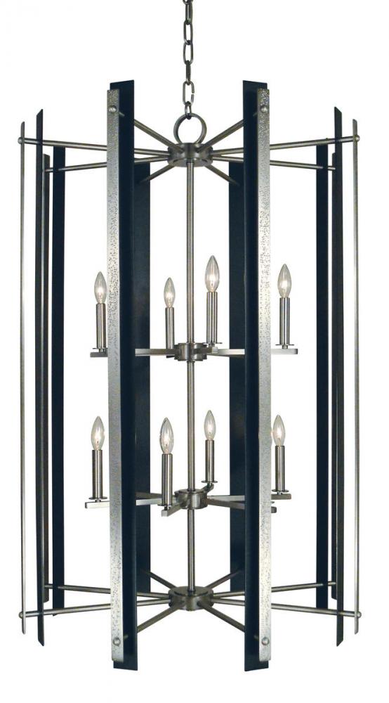 12-Light Brushed Nickel/Matte Black Bucolic Chandelier