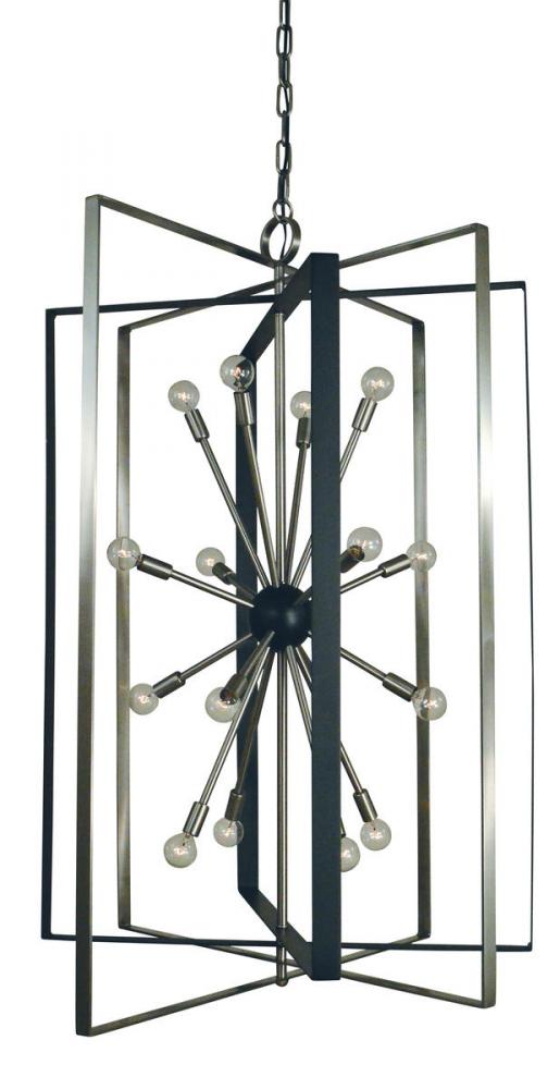 16-Light Brushed Nickel/Matte Black Interstellar Chandelier