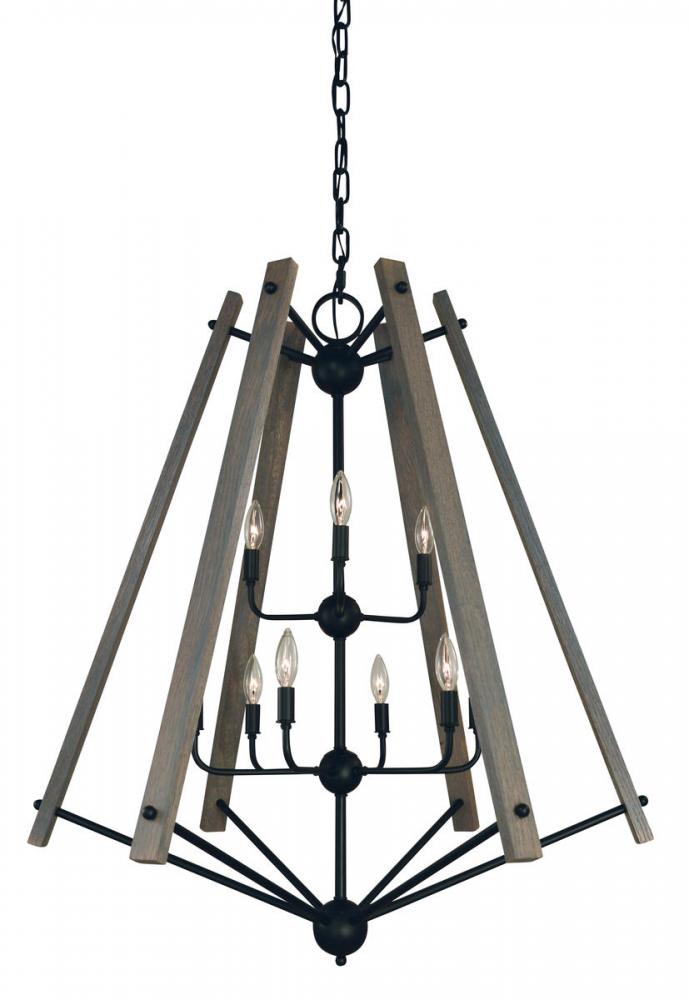 9-LIGHT MATTE BLACK MEREDITH FOYER CHANDELIER