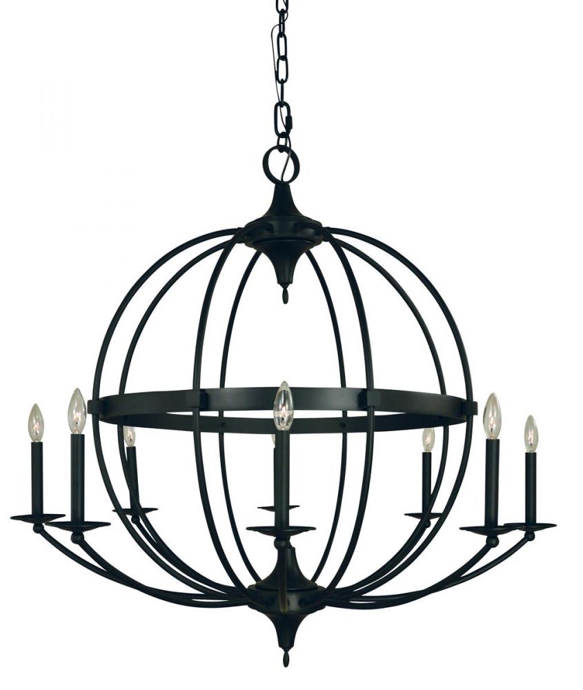 8-LIGHT MATTE BLACK AURORA FOYER CHANDELIER