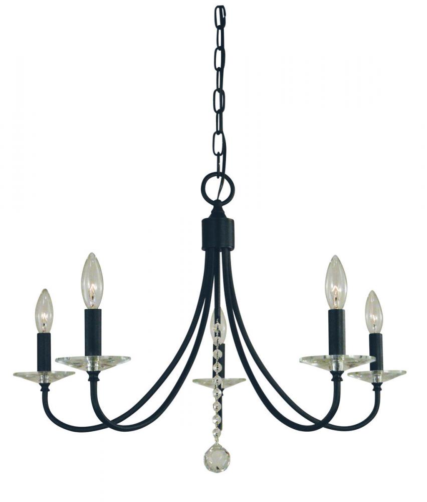 5-LIGHT MATTE BLACK ASHLEY CHANDELIER