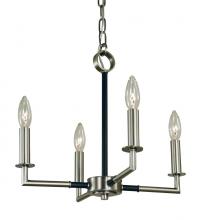  F-L1084 BN/MBLACK - 4-Light Brushed Nickel/Matte Black Schiller Chandelier