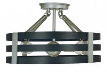  F-L1121 SP/MBLACK - 6-LIGHT SATIN PEWTER/MATTE BLACK LUXE SEMIFLUSH