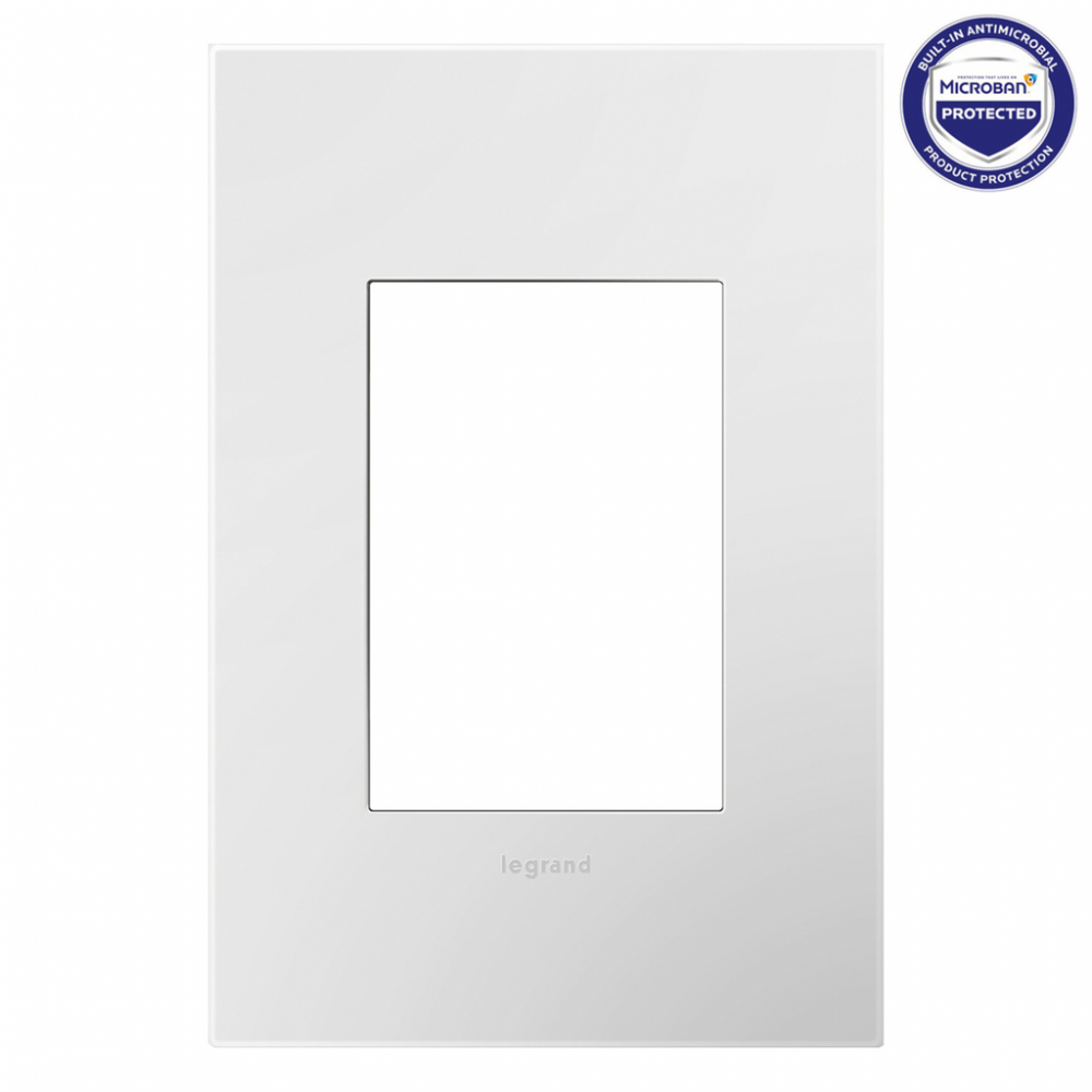 adorne® Gloss White One-Gang-Plus Screwless Wall Plate with Microban®