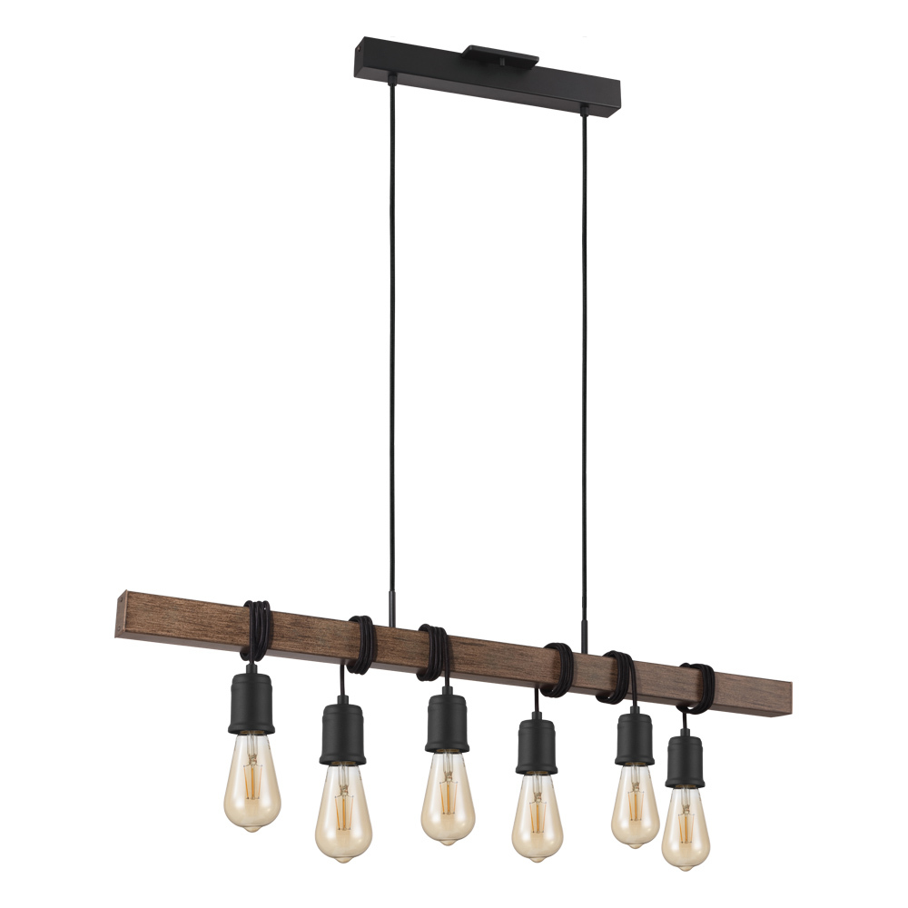 Violon - 6 Light Linear Pendant - Black and Dark Brown