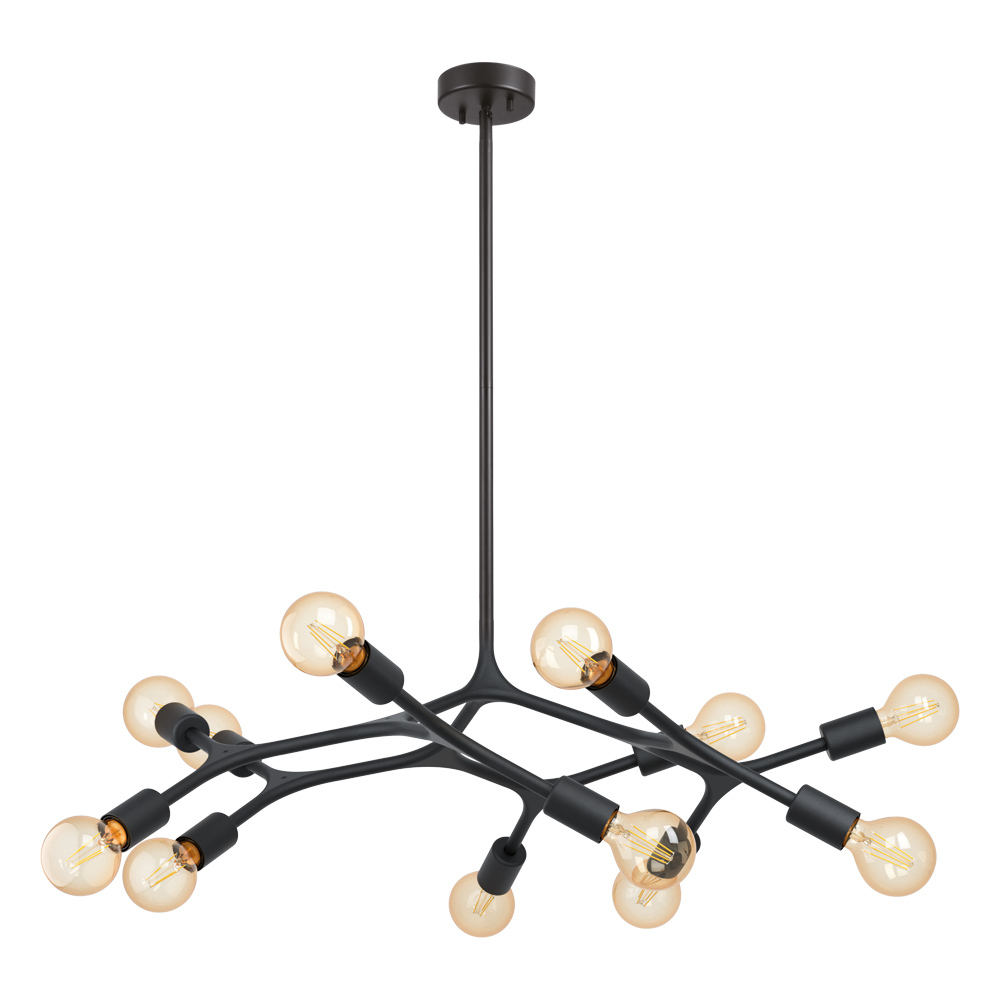 12 LT Open Bulb Pendant or Ceiling Light w/ Black finish