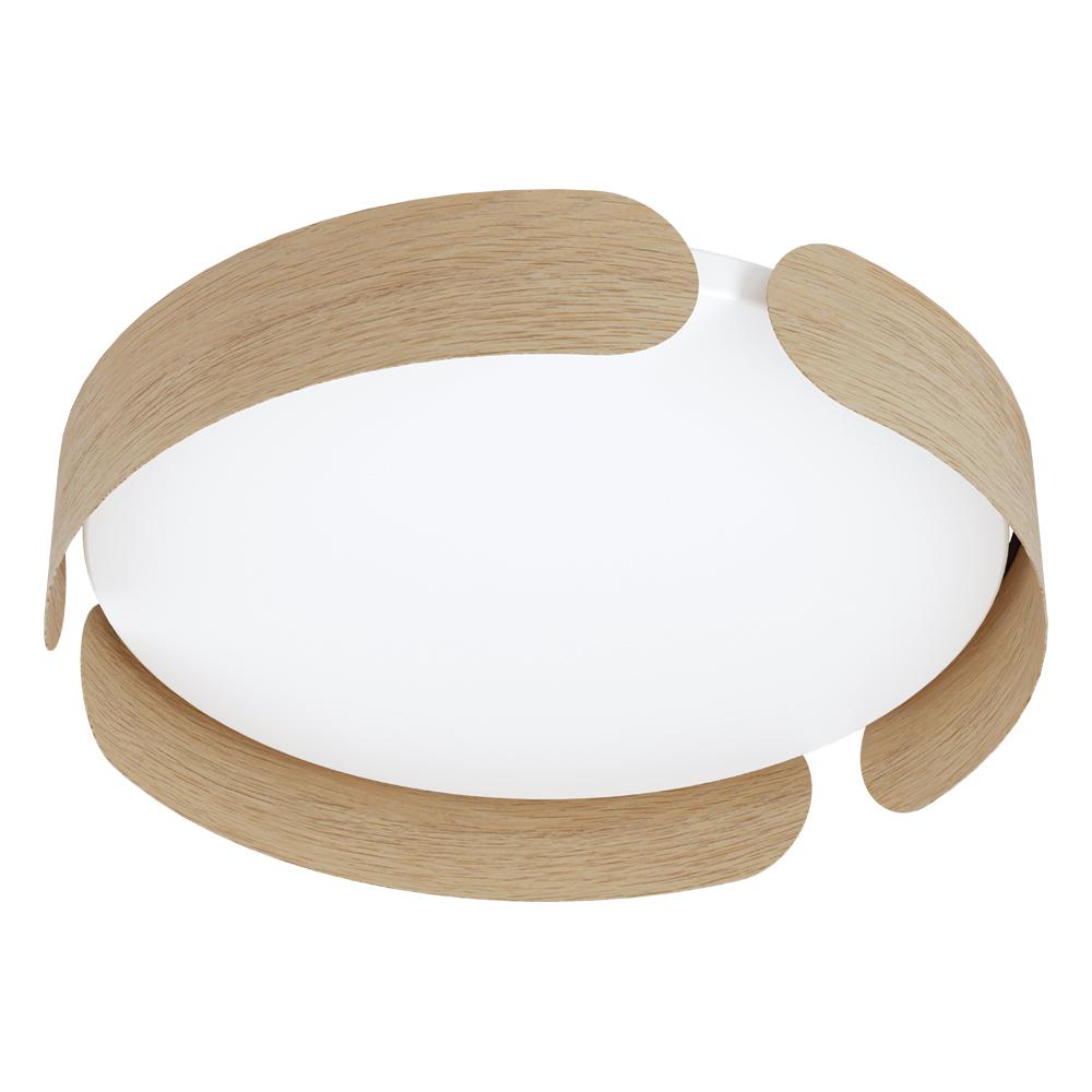 1 LT Integrated LED Ceiling Light w/ Wood Finish & White Acrylic Shade