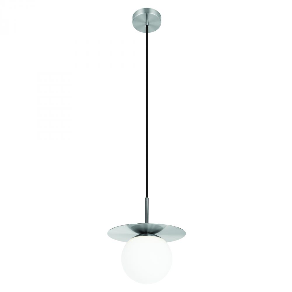 1 Lt Mini Pendant With Matte Nickel Finish and White Glass Shade 1-60W E26 Bulb