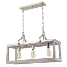  203109A - 3x60W Linear Pendant With Acacia Wood & Brushed Nickel Finish