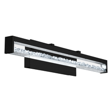  204257A - Integrated LED Vanity bath light with Matte Black finish Clear Glass and Clear Crystals