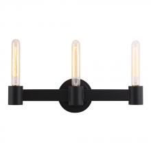  204555A - 3x60W bath/vanity light with matte black finish and open bulbs