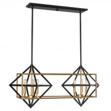  204684A - Pryor - Geometric Pendant Antique Gold and Black Finish 6 - 60W T10 bulb