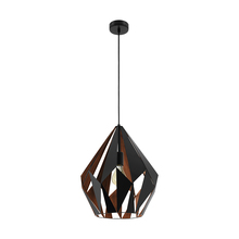 Eglo 49878A - 1 LT Geometric Pendant With A Black Outer Finish & Copper Interior Finish 60W A19 Bulb