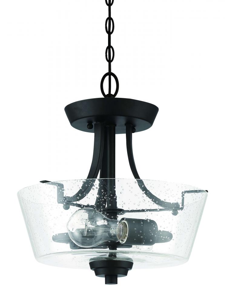 Grace 2 Light Convertible Semi Flush in Espresso (Clear Seeded Glass)