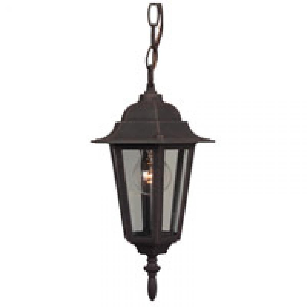 Straight Glass Cast 1 Light Outdoor Pendant in Rust