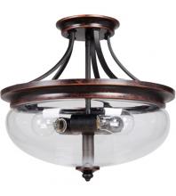  38753-AGTB - Stafford 3 Light Semi Flush in Aged Bronze/Textured Black