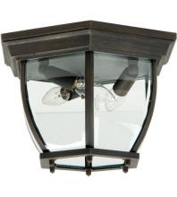  Z433-RT - Bent Glass 3 Light Outdoor Flushmount in Rust