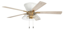Craftmade IST52WSB5 - Insight 52" 5-Blade Ceiling Fan White/SB Finish, White/Washed Oak Blades, Integrated Light kit