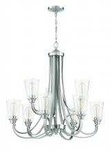  41929-BNK-CS - Grace 9 Light Chandelier in Brushed Polished Nickel (Clear Seeded Glass)