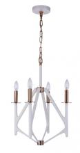  55534-MWWSB - The Reserve 4 Light Chandelier in Matte White/Satin Brass